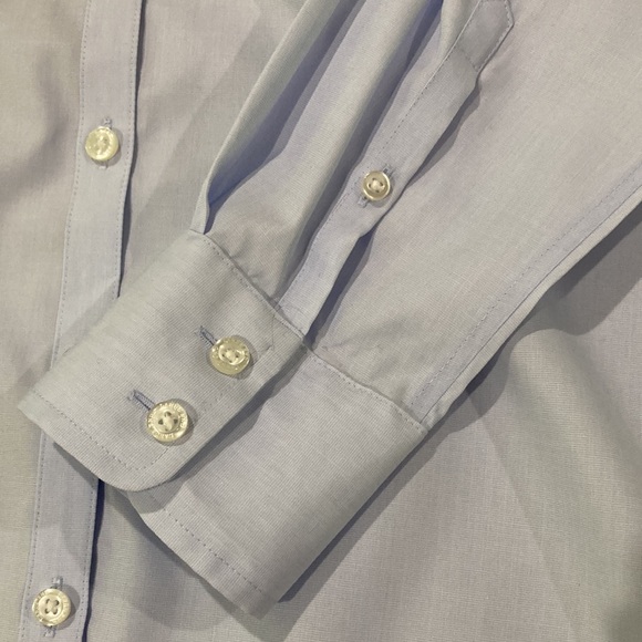 Lands’ End No Iron Supima Cotton Long Sleeve Light Blue Professional Shirt - Picture 11 of 13